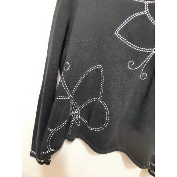 Vintage Foxcraft Womens Size S Embroidered Butterfly Black Sweater - Picture 3 of 7